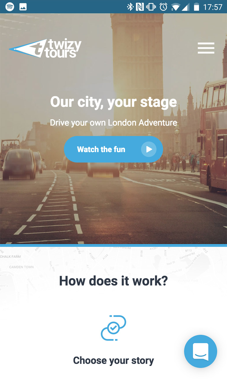 Twizy Tours on a Mobile Browser